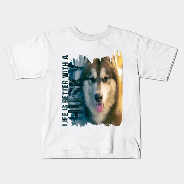 Siberian husky Kids T-Shirt by Bernesemountaindogstuff